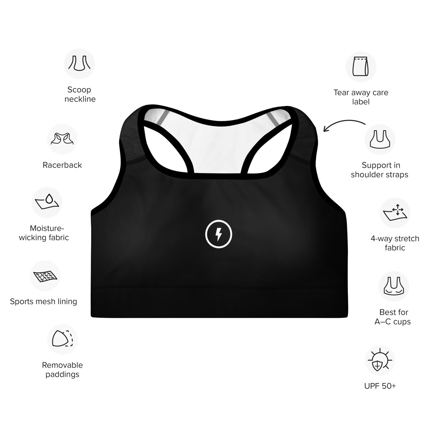 Icon Dark - Women's Padded Sports Bra